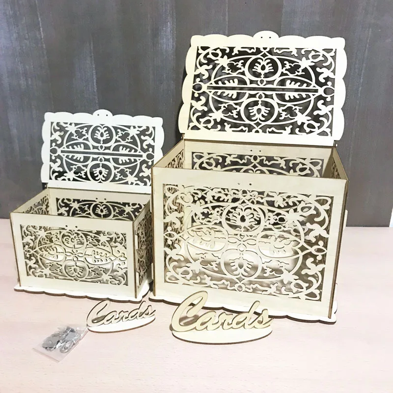 DIY коробка для свадебных подарков деревянная хранения денег с замком Свадебная