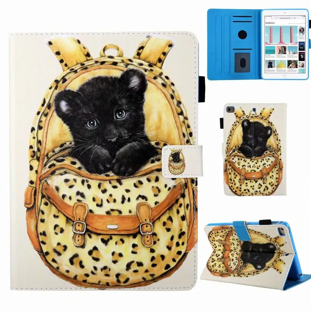 4 Cartoon Leather Sleep Wake Up Tablet Case For Ipad Mini 1 2 3 4 5 7.9" Universal Lovely Kids Flip Wallet clip Cover Stand+Pen - Color: 4