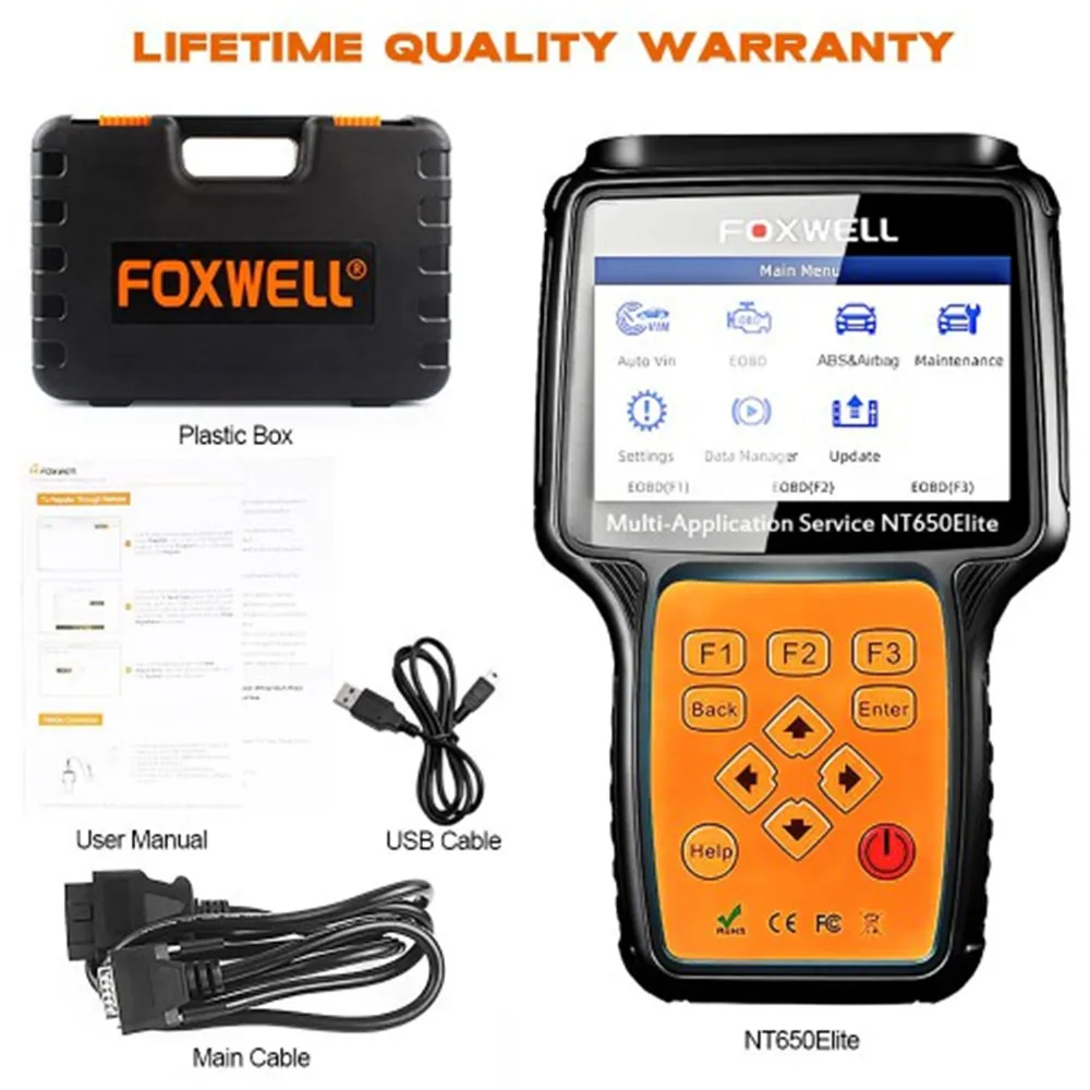 Special Offers Foxwell NT650 Elite All Makes Service Tool with 11 Special Function Updated Version of NT650
