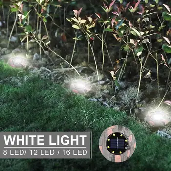

Solar Power 8/12/16LED Street Buried Light Ground Lamp Eco-Friendly Durable Garden Decking Walkway Lights Disk Lights Gutter