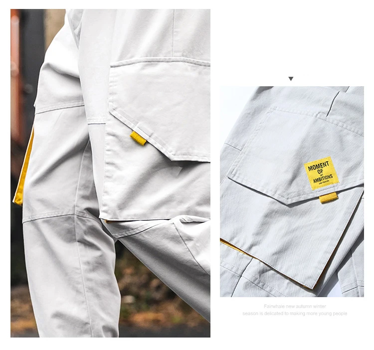 Men's casual pants new Korean fashion loose trousers large size wild pants pocket overalls beam feet solid color pants
