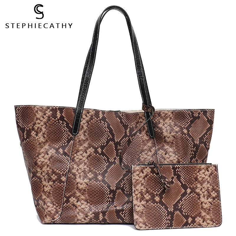Sc Luxe Lederen Schoudertas Voor Vrouwen Grote Tote Snake Patroon Handtas Hoge Kwaliteit Zacht Leer Vrouwelijke Boodschappentas Sc Luxe Lederen Schoudertas Voor Vrouwen Grote Tote Snake Patroon Handtas Hoge Kwaliteit Zacht Leer Vrouwelijke Boodschappentas