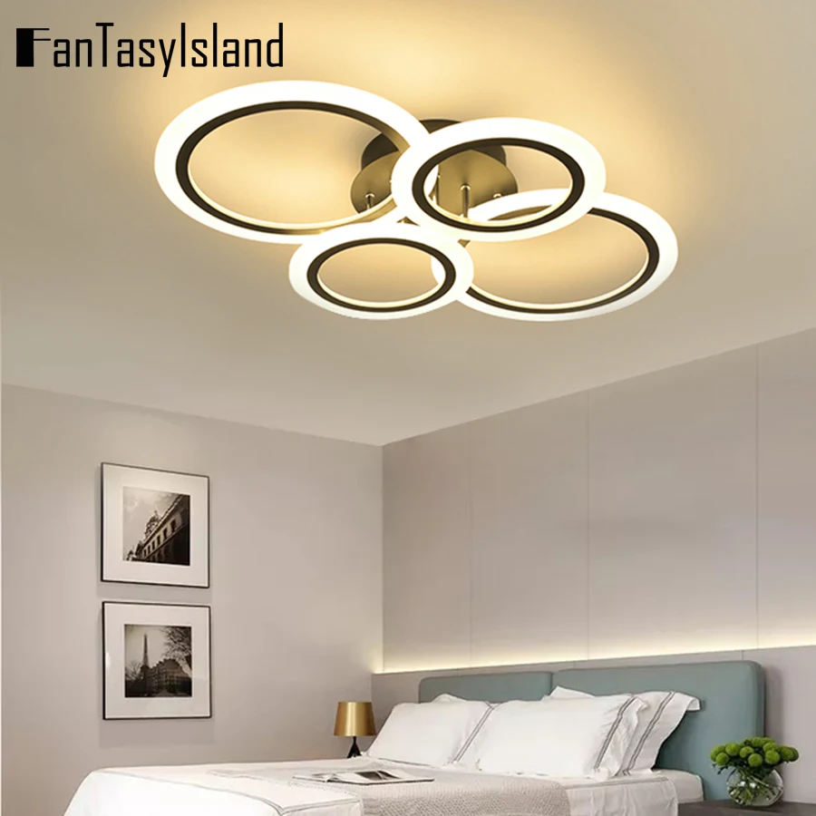

Modern LED Circle Rings Ceiling Lamp for Kitchen Living Room Study Room Bedroom Dimmable Remote Control Lighting fixtures