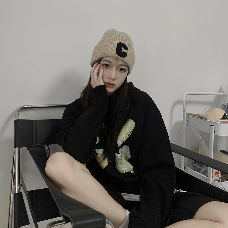 Winter Unisex Women Multi color C letter Beanie cap Hot Men Outdoor Thick warm Skullies Hat Hip hop Sport Ski Knitted hats