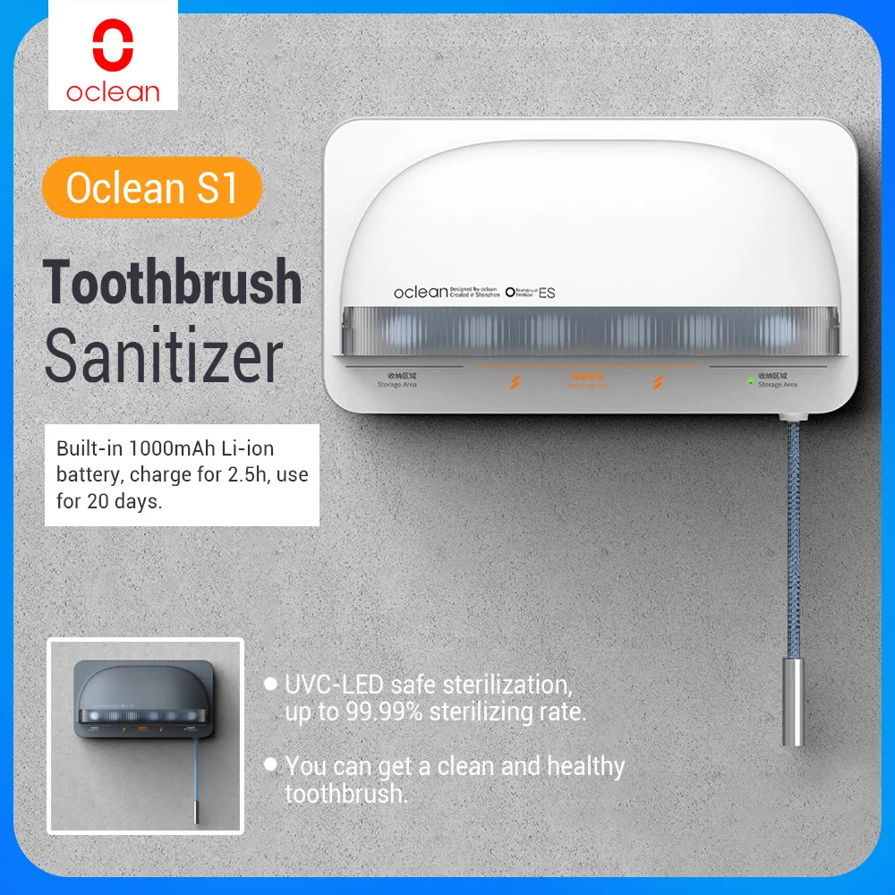  Oclean S1 Смарт UVC светильник Зубная щётка для дезинфицирующего средства ручного автоматический стерилизатор ультрафиолетового антибакт…