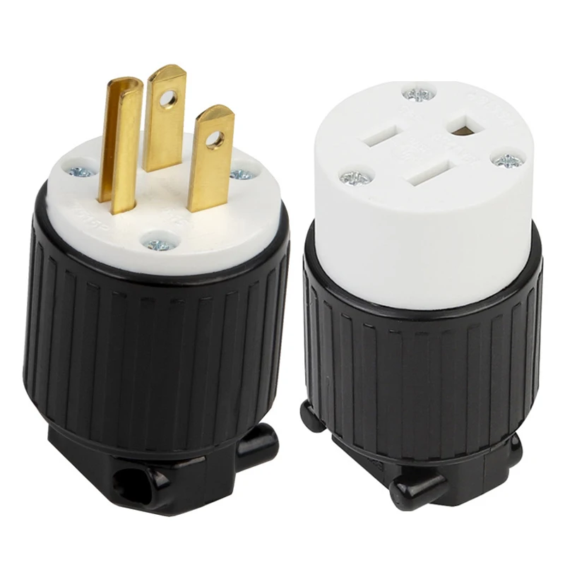 15A NEMA L5-15P L5-15R US Assembled Wired Industry Plug Male Female Extension Power Cable Connector Rewirable Socket Type B power strip plug adapter electrical socket power socket