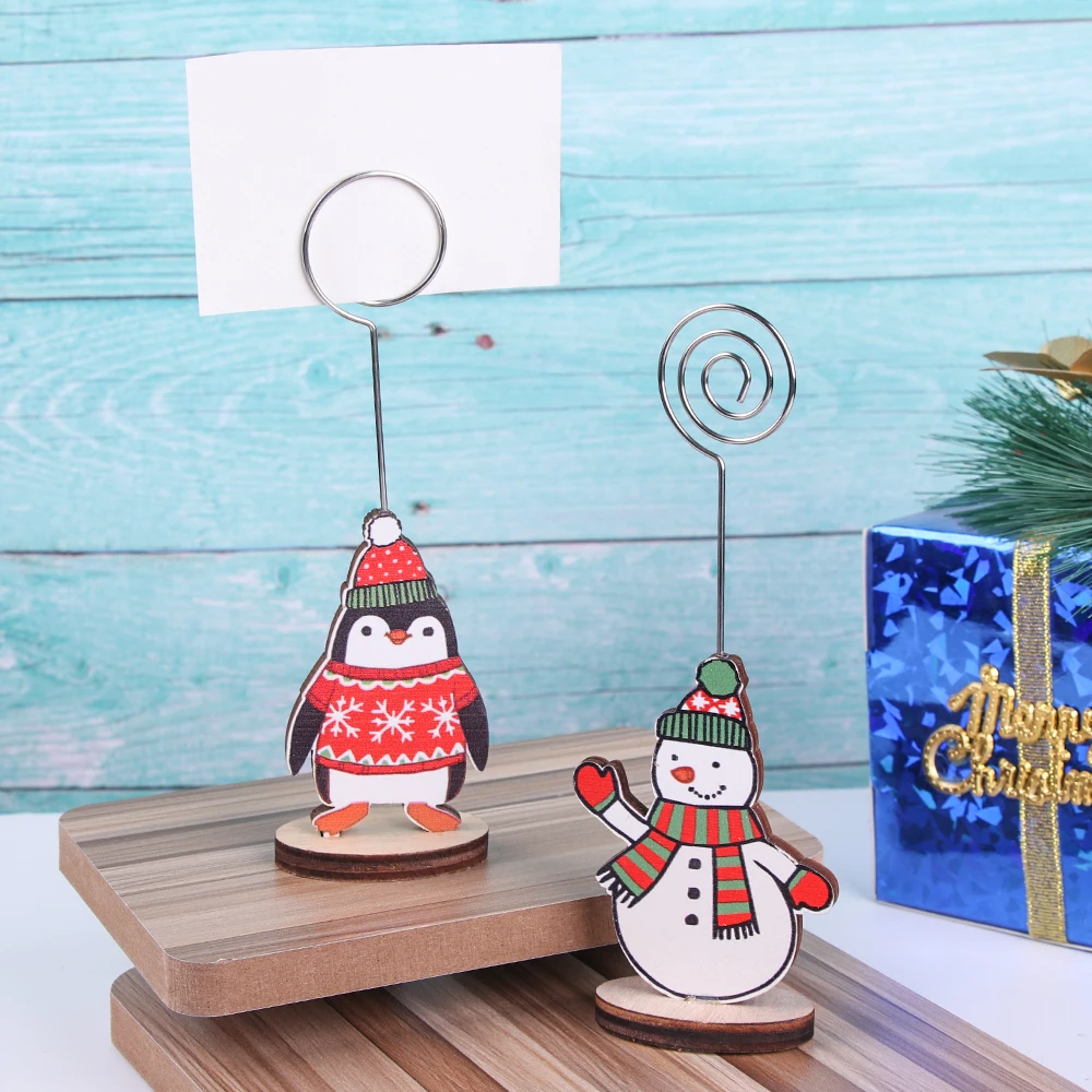 

1 PC Christmas Snowman Photo Clip Memo Card Message Desk Notes Folder Wedding Party Decor Stump Note Holder Office Desk Decor