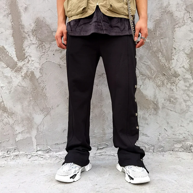 baggy sweatpants GTDOM Men Elastic Waist Straight Long Pants Oversize Solid Color Trouser 2021 New Spring Terry Button Soft Hip Hop Casual Pants running track pants