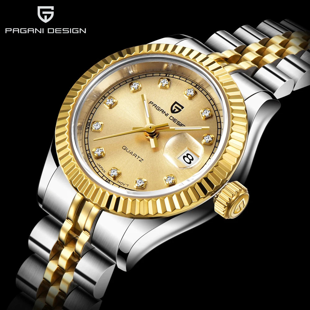 free drop shipping Automatic-self-Wind Female Watch gold silver stainless steel band waterproof auto date womens watches  (4)
