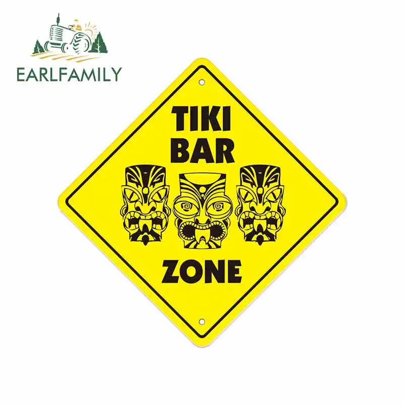 

EARLFAMILY 13cm x 12.9cm for Tiki Bar Crossing Zone Xing Car Stickers Vinyl Graphics RV VAN Car JDM Accessories Waterproof