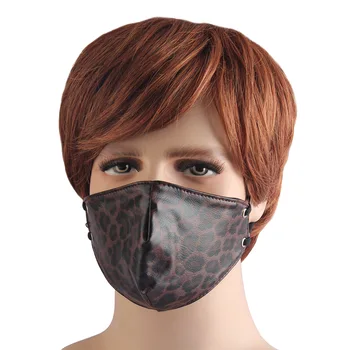 

Retro Rock Unisex Motorcycle riding Mask Women Men Anti-fog outdoor Half Face Leopard print leather Masks