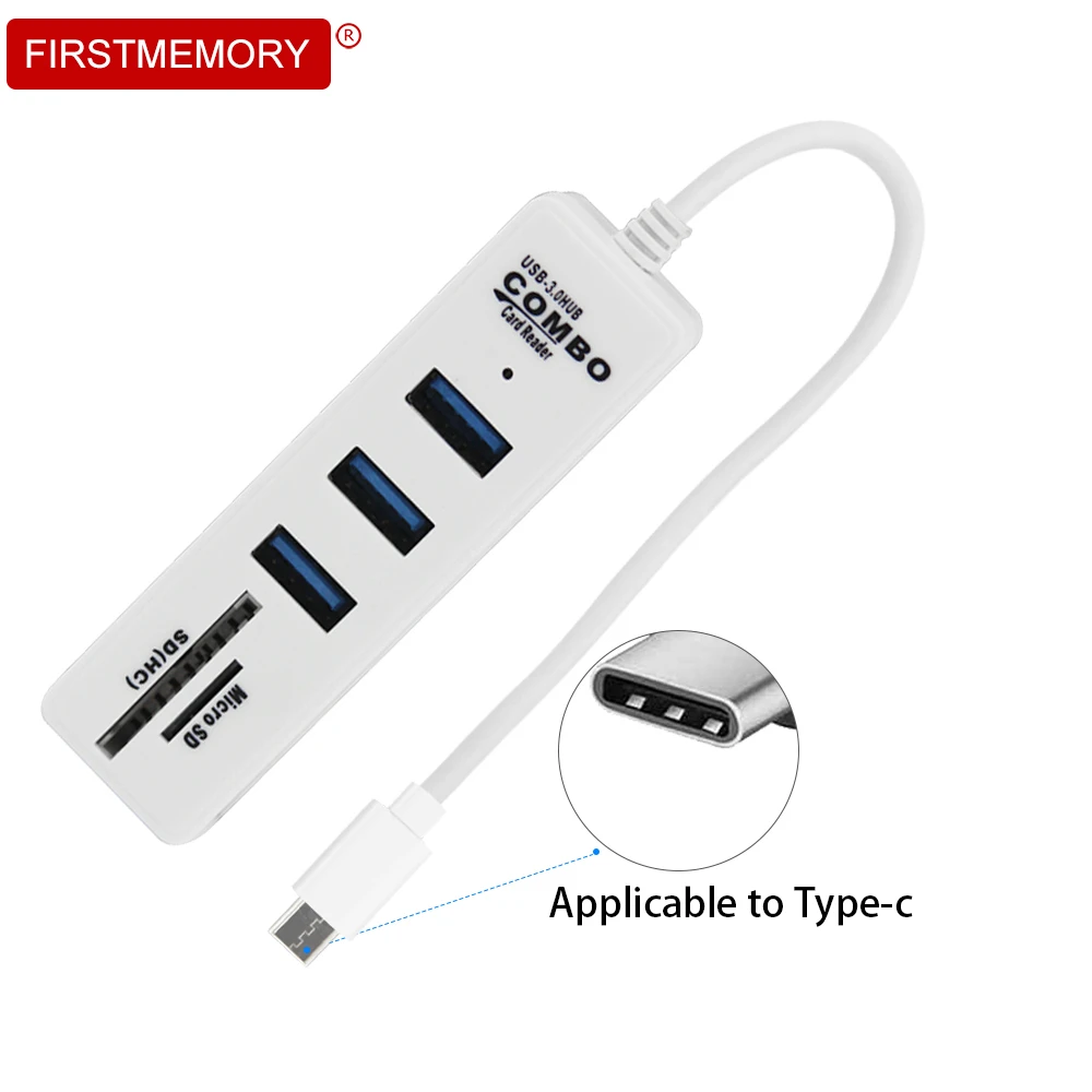USB 3,0 концентратор типа C комбо 3 порта концентратор микро Кардридер высокоскоростной многопортовый usb-адаптер адаптер для ПК Компьютерные аксессуары Macbook