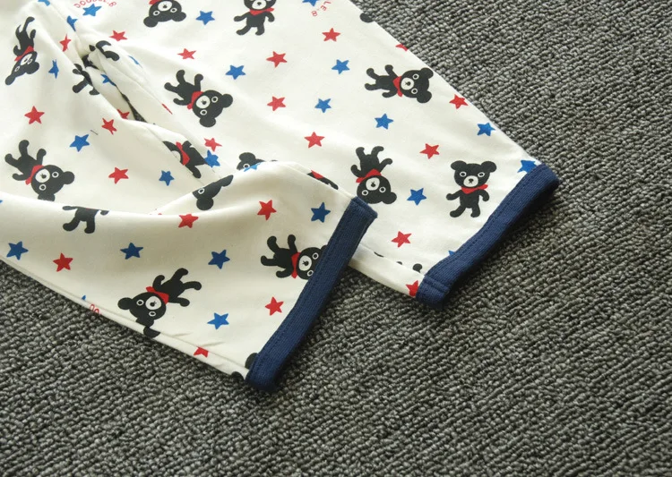Mikiumkee2019 Autumn New Style Children Bear Full Printed Cotton Knitted Baby Long Sleeve Pajamas Set