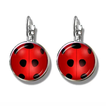 

2020 Ladybug Insect French Hooks Earrings Cute Ladybug Glass Cabochon Earrings Hand Craft Jewelry For Women Girls Kids Gift