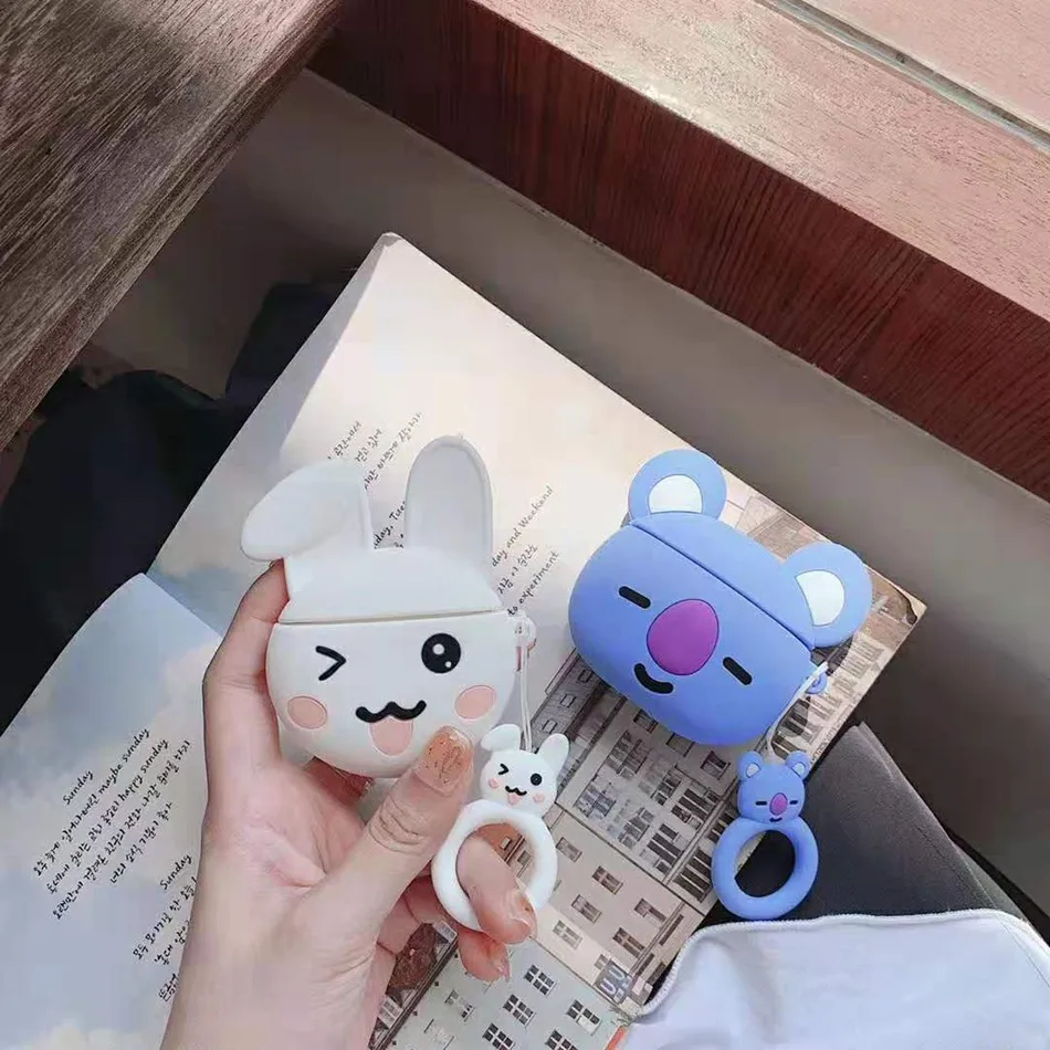 Для AirPods чехол 3D мультяшный милый чехол коала Банни для Airpods 2/i10/i11 TWS защитный чехол с кольцом на палец