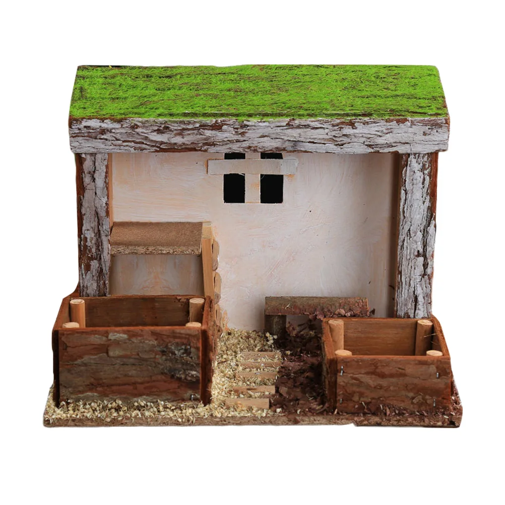 

2pcs Wooden Creative Multifunctional Wooden House Kit Miniature Garden Window Box Plant Container Box Succulent Flower Bed Pot