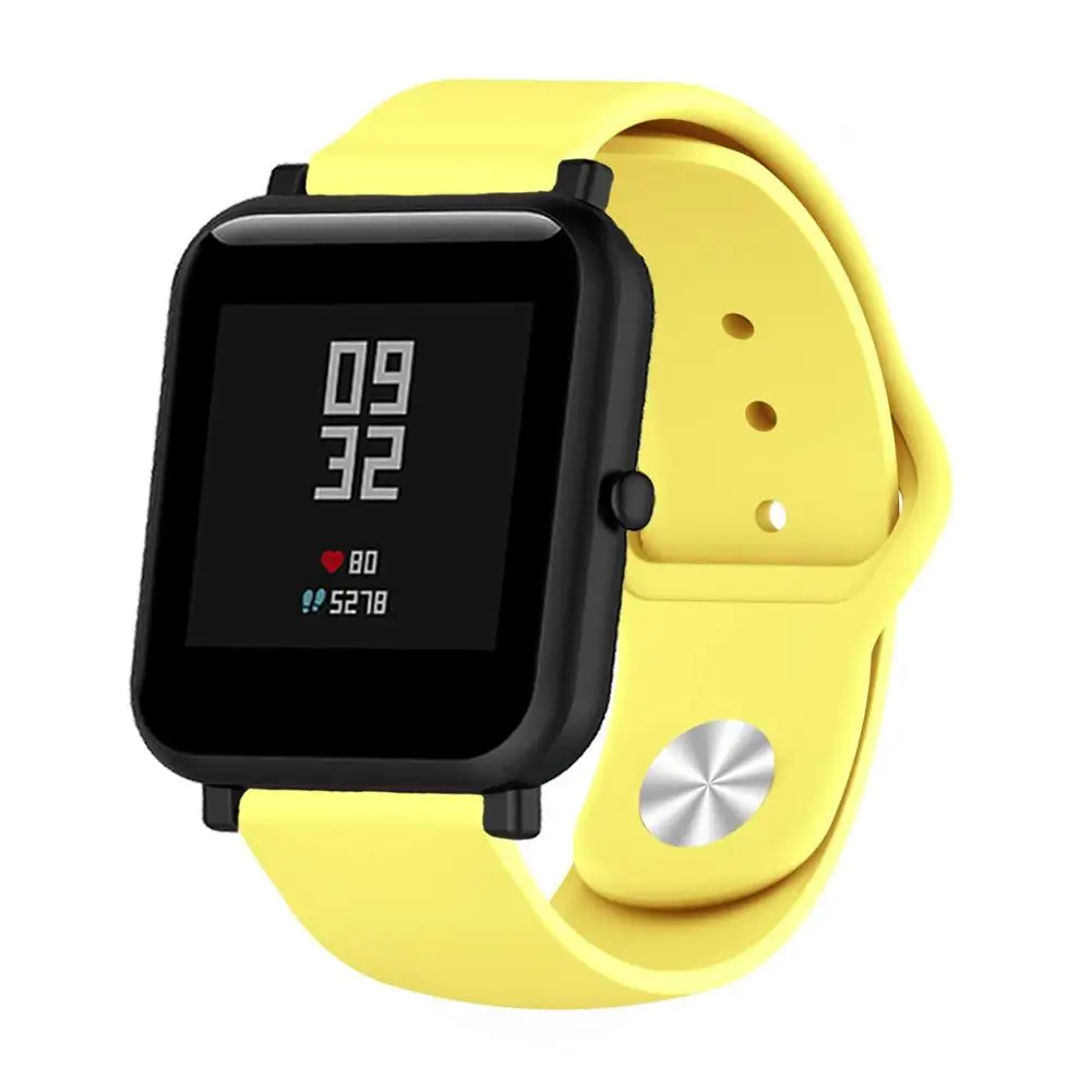 Yellow Силиконовый спортивный ремешок для Amazfit Bip Pace Band Quick Release ремешок для часов 20 мм 22 мм - Цвет ремешка: Yellow