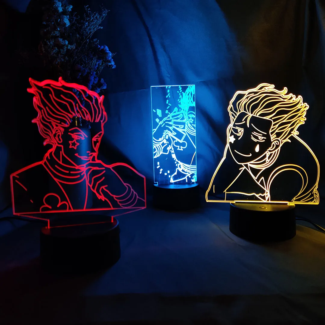 

Hunter x Hunter Figure Hisoka 3D Illusion Lamp LED Table Anime Night Light Kids Room Bedside Decoration Holiday Lighting Gift