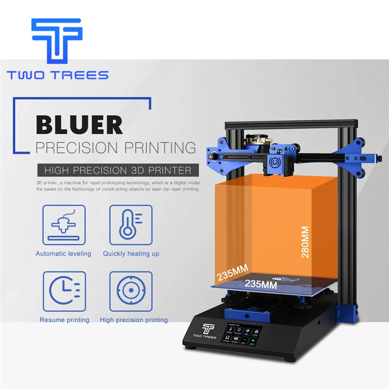 

TWO TREES Bluer 3D Printer DIY Kits Full Metal Frame Touch Screen High Precision 3D Drucker impressora Printer Large Size