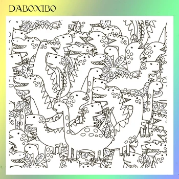 

DABOXIBO Cute Dinosaur Transparent Clear Stamps For DIY Scrapbooking/Card Making/Photo Album Silicone Decorative Crafts13X13
