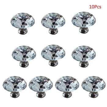 

10Pcs/Bag Diamond Crystal Knob Cupboard Drawer Pulls Kitchen Cabinet Door Handle R9UC