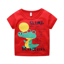 Детская футболка с короткими рукавами и рисунком крокодила для мальчиков, Новое поступление, Летний стиль, чистый хлопок