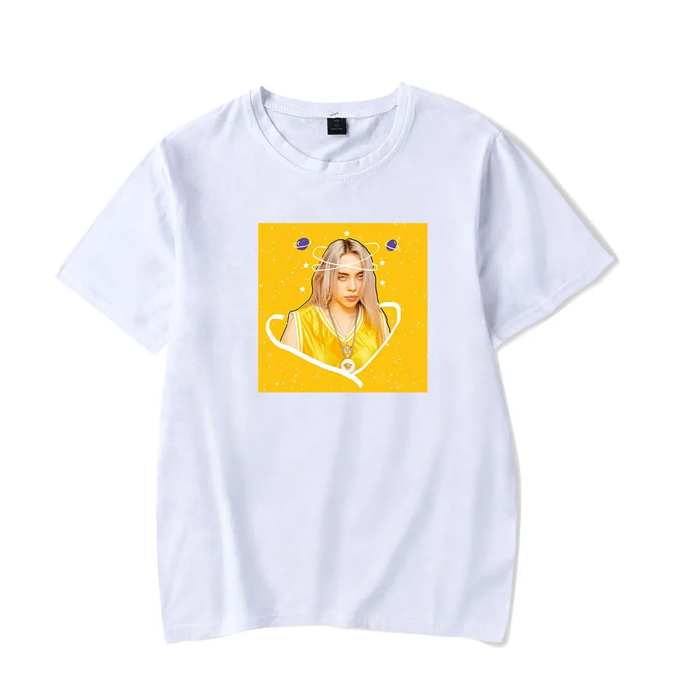 Billie Eilish, новинка, женская футболка, аниме, рисунок лица, футболки, футболка, Harajuku, короткий рукав, топ, Новое поступление, хип-хоп, повседневная, забавная футболка - Цвет: white  - style 5