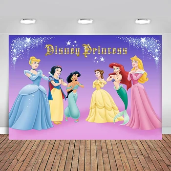 

Pink Birthday Party Disney Princess Carton Children Baby Things Backdrop Background for Photostudio Photography Backdrops Vinyl