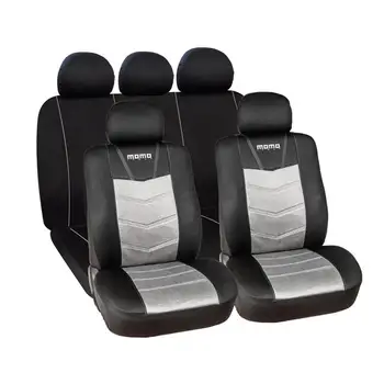 

SC023BG-Full Set black MOMO seat covers-Premium Silver