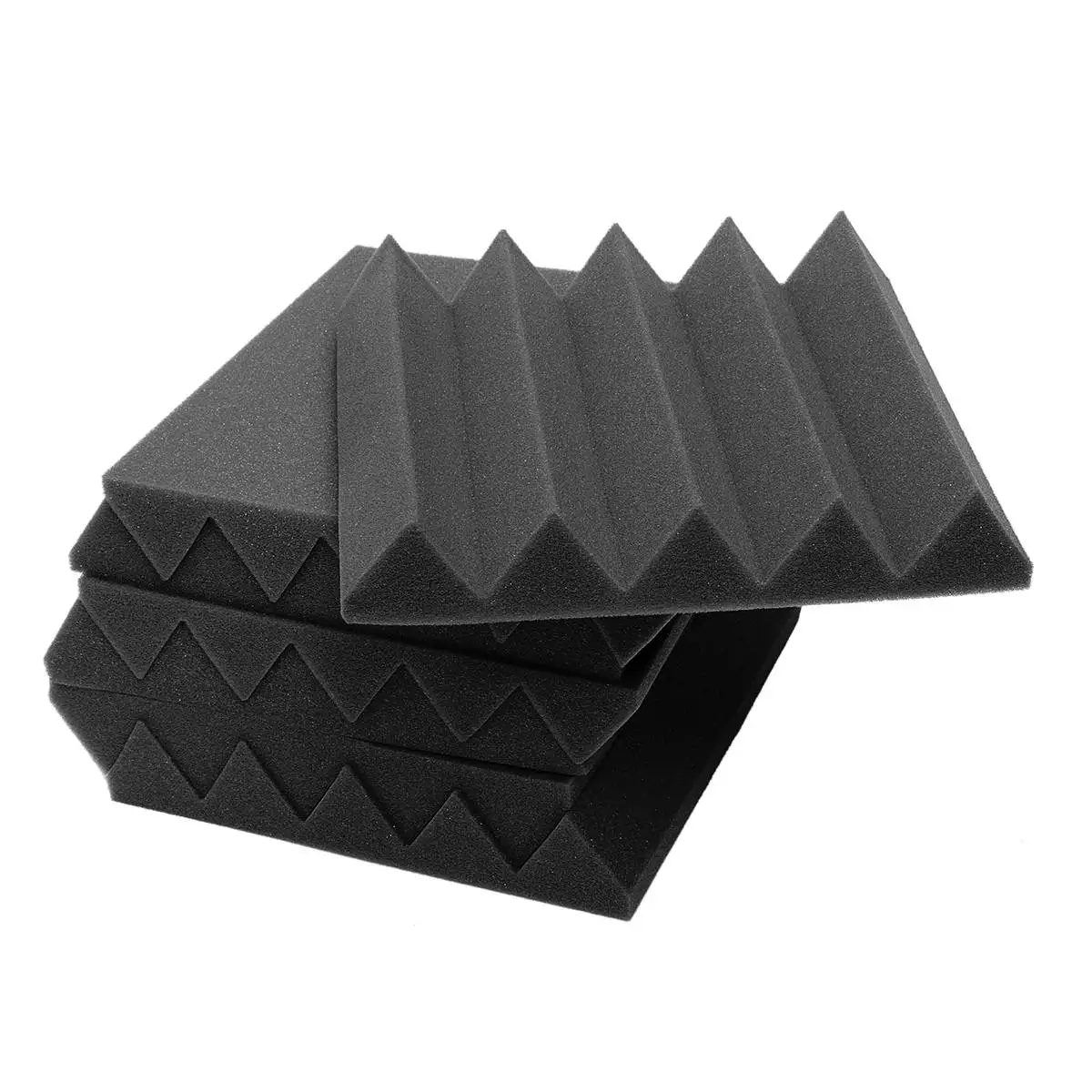 6 шт 25x25x5 см звукоизоляция пена акустическая пена лечение звука студия стены комнаты дома поглощение панели клинья плитки губка пена - Цвет: Черный