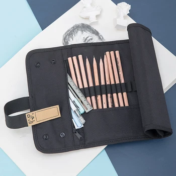 

Deli Color Pencil Bag Canvas Roll Pouch 36 48 Holes Student Sketch Pencil Case Storage Pencil Holder Writing Art Tool Escolar