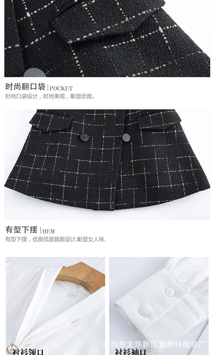 Women Clothes Professional Wear Lattice Women's New Fashion Korean British Style Suit Ladies Dress Uniforms Women Suit