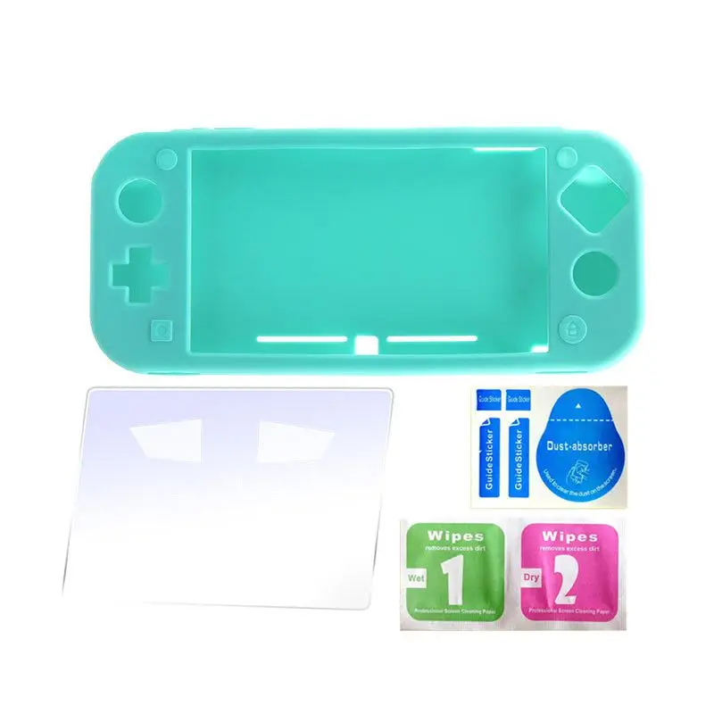 Подходит для Switch Lite мини игровая консоль силикагель полная посылка защитный чехол с подарок закаленная пленка - Цвет: Blue
