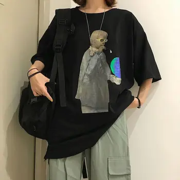 

Deeptown Korean Goth Womens T-shirts Harajuku Loose Female T-shirt Summer Cotton Women Clothes Streetwear Short Sleeve T-shirts