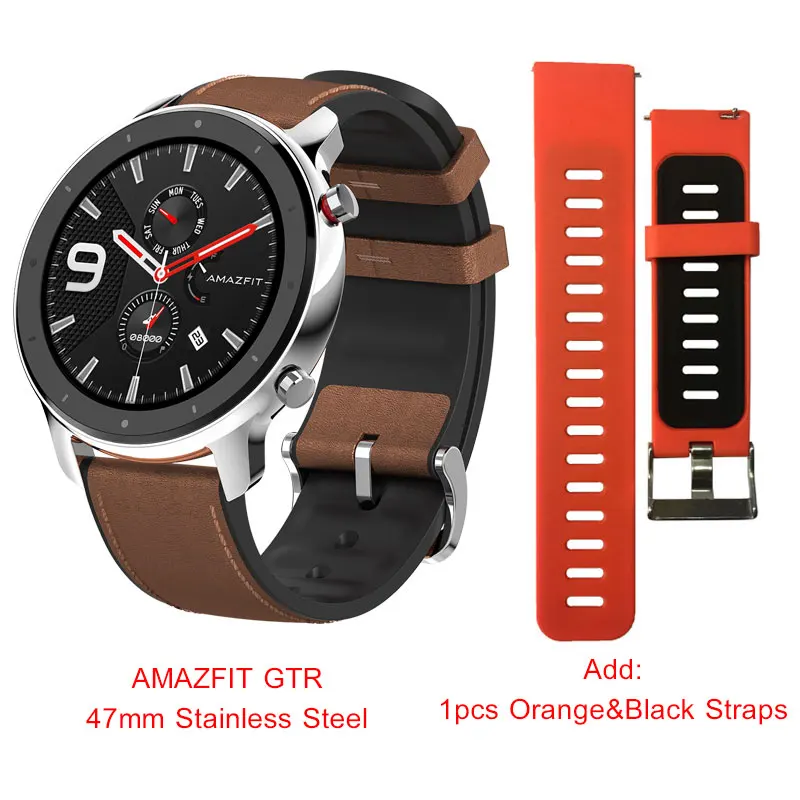 Глобальная версия Xiaomi Huami Amazfit GTR 47 мм Смарт-часы 12 Спорт Здоровье сердечный ритм умные часы 24 дня батарея gps - Цвет: SteelAdd OrangeBlack