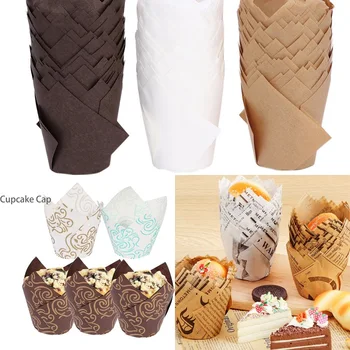 

50 Pcs/Set Cake Cups Paper Mold Small Box Tray Decorating Proveided Tulip Shape Kitchen Baking Tools