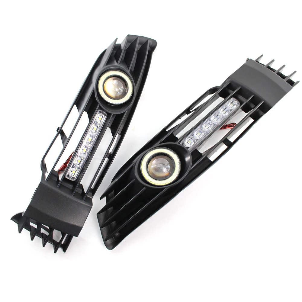  2Pcs Car Front Fog Light Angel Eye Daytime Running Light Grille Auto LED Light For Passat B5 B5.5 2 - 4000571346193