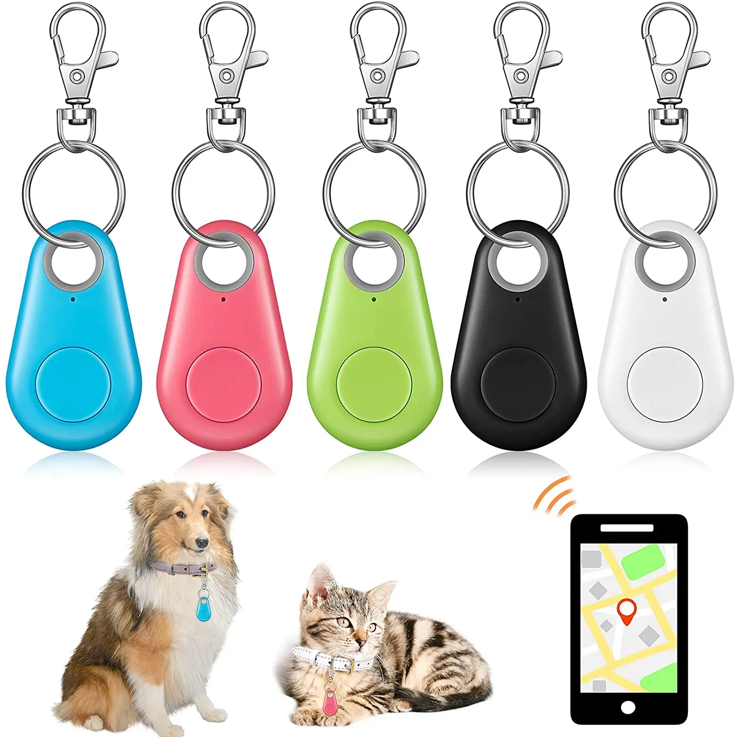 5 Pack Smart Gps Tracker Key Finder Locator Wireless Anti Lost Alarm Sensor Device For Kids Dogs