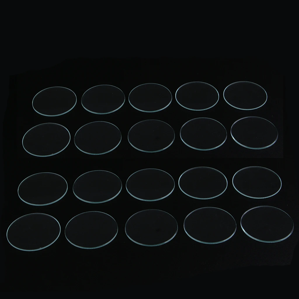 20Pcs Round Flat Mineral Crystal, Watch Glass Face Lens, Watch Accessories fit Any Watch Case - 35/35.5mm Dia