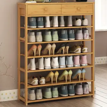 

Shoe shelf economical household door small shoe rack simple shoe cabinet multi-layer solid wood bamboo shoe rack space