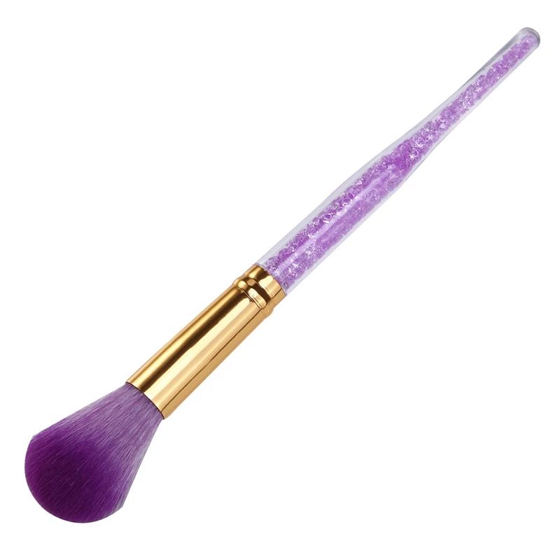 Новая пыльца, втирка для маникюра, щетка для очистки поверхности ногтей, кристальная ручка, кисточка для ногтей, 1 шт., Прямая - Цвет: Purple