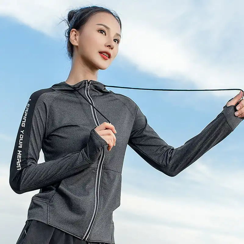 sports jacket with thumb holes