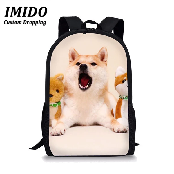 IMIDO милый рюкзак shba Inu Smile Puppy, школьная сумка для подростков, рюкзак для путешествий, посылка для покупок, женская сумка через плечо