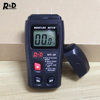 

R&D MT-10 EMT01 Wood Moisture Meter Hygrometer Timber Damp Detector Tree Density Digital tester Wood Humidity Tester Black