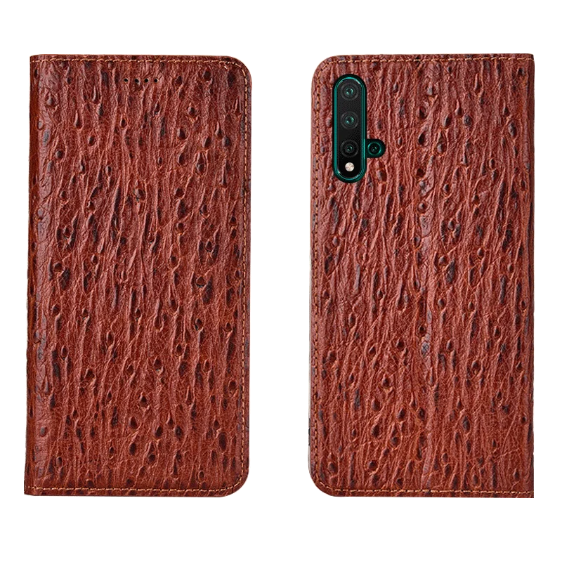 

Ostrich Pattern Genuine Leather Ultra Thin Card Slot Case For Huawei Nova 5/Huawei Nova 5 Pro Magnetic Case Standing Coque Funda