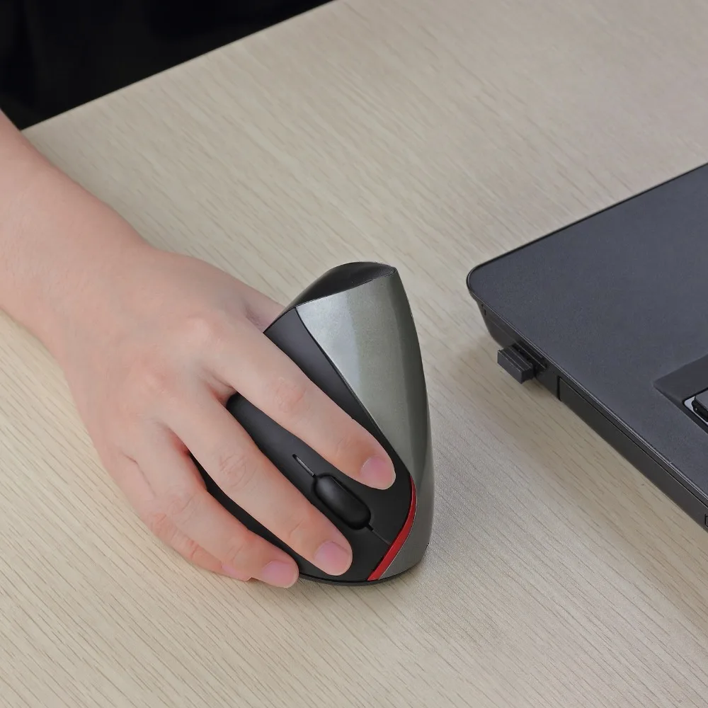 Proster для 2,4 ГГц Беспроводная вертикальная мышка 1200 dpi 4 кнопки серый USB Перезаряжаемый для ПК