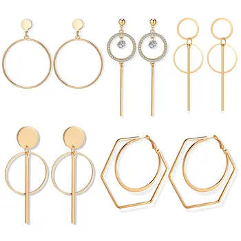 

ZWC Fashion Charm Geometric Exaggerated Drop Earrings For Women Girls Party Wedding Metal Big Pendant Earrings Jewelry Gift