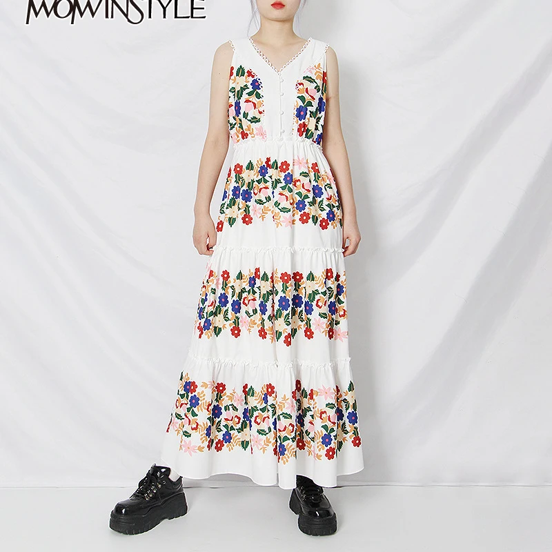 Женское Макси-платье TWOTWINSTYLEPatchwork элегантное платье с цветочным принтом