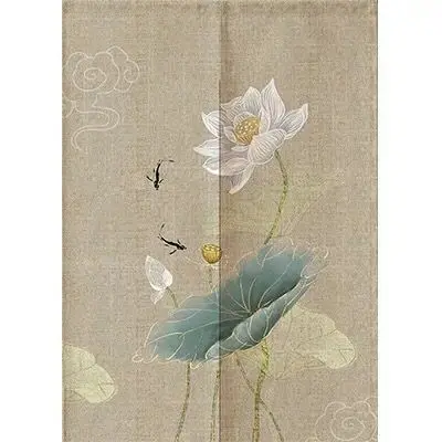 Retro Chinese Style Bedroom Kitchen Partition Curtain Geomantic Shielding Curtain Half Panel Tube Curtain Decoration