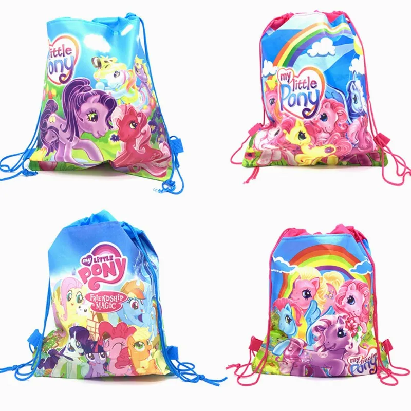 Mochila De tela no tejida My Little poni para niños y niñas, Bolsa Escolar de viaje, regalo de cumpleaños, con cordón Mochila, 1 Uds.